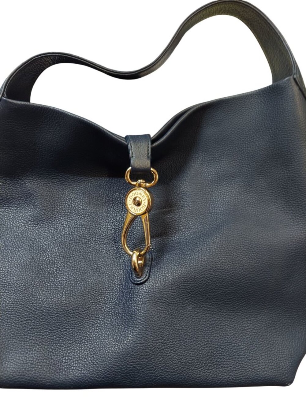 Navy Blue Dooney & Bourke Logo Clasp Hobo Shoulder Bag Gold Tone Hardware 1600 - Picture 7 of 8